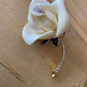 Kenneth Jay Lane White Rose Pin